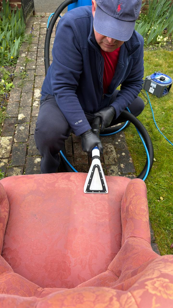 Lounge chair after fabric cleaning
